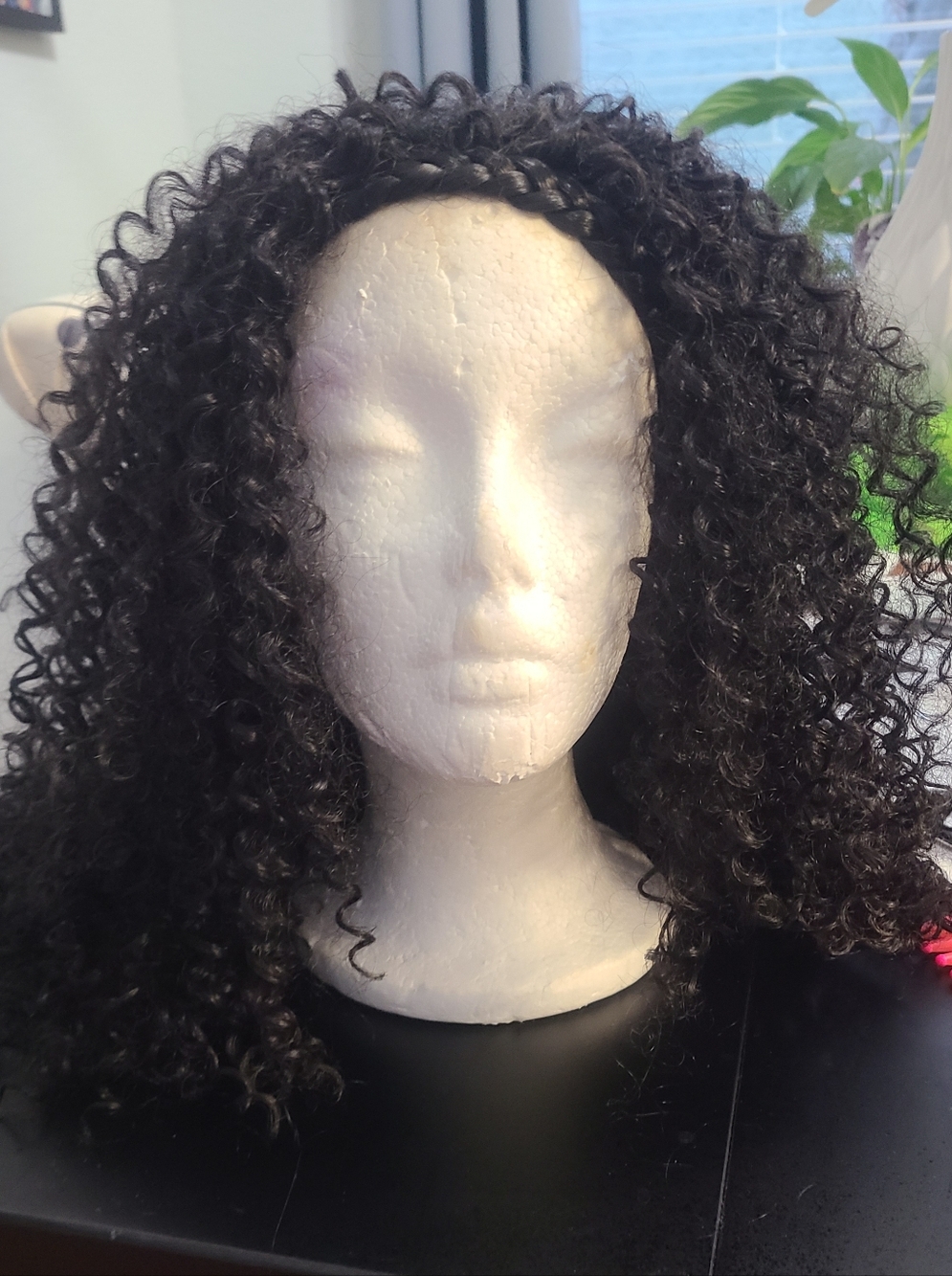 Wig Long Curly With Braid Headband